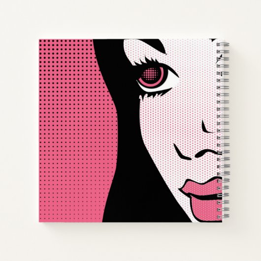 Modern Comic Book Pop Art of Woman's Face ノートブック (裏面)