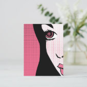Modern Comic Book Pop Art of Woman's Face ポストカード (スタンド正面)
