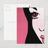 Modern Comic Book Pop Art of Woman's Face ポストカード (正面/裏面)