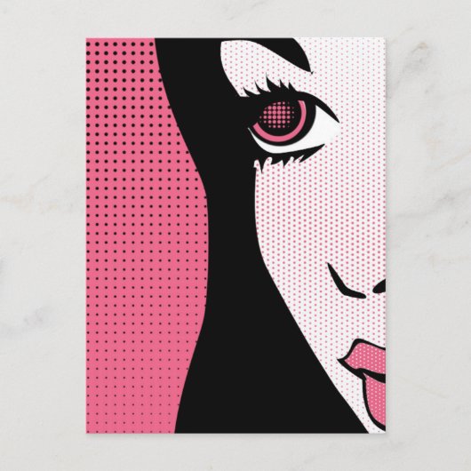 Modern Comic Book Pop Art of Woman's Face ポストカード (正面)