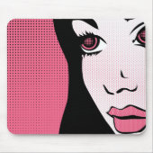Modern Comic Book Pop Art of Woman's Face マウスパッド (正面)