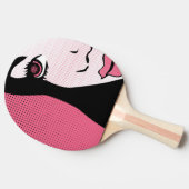 Modern Comic Book Pop Art of Woman's Face 卓球ラケット (横)