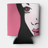 Modern Comic Book Pop Art of Woman's Face 缶クーラー (正面)