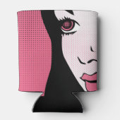 Modern Comic Book Pop Art of Woman's Face 缶クーラー (裏面)