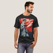 Modern Comic Man with Gun Men's Basic T-Shirt Tシャツ (正面フル)