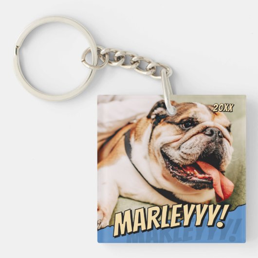Modern Comic Simple Cool Custom Pet Photo キーホルダー (正面)