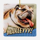Modern Comic Simple Cool Custom Pet Photo セラミックオーナメント (裏面)