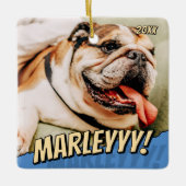Modern Comic Simple Cool Custom Pet Photo セラミックオーナメント (正面)