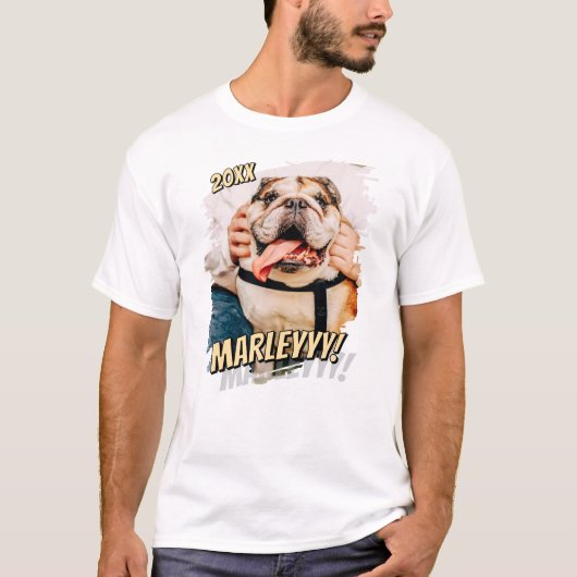 Modern Comic Simple Cool Grunge Custom Pet Photo Tシャツ (正面)