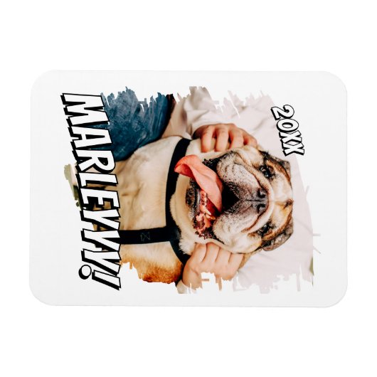 Modern Comic Simple Grunge Custom Pet Photo マグネット (横)