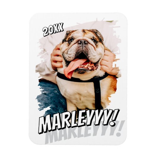 Modern Comic Simple Grunge Custom Pet Photo マグネット (縦)