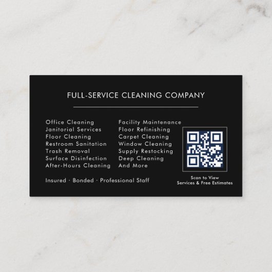 Modern Commercial Cleaning QR Code 名刺 (裏面)