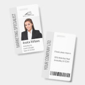 Modern Company Employee Photo Logo Name Gray ID バッジ (正面＆裏面)