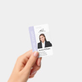 Modern Company Employee Photo Logo Name Lavender バッジ (手持ち)