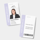Modern Company Employee Photo Logo Name Lavender バッジ (正面&裏面)