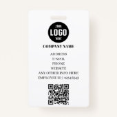 Modern Company ID Card with Photo & QR Code バッジ (裏面)
