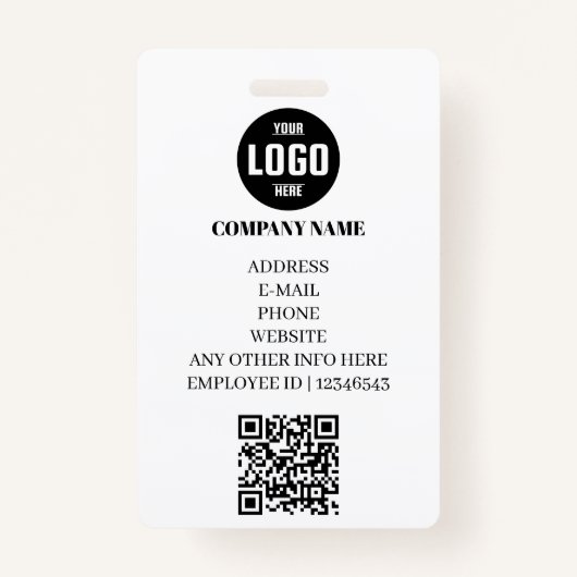 Modern Company ID Card with Photo & QR Code バッジ (裏面)