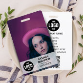 Modern Company ID Card with Photo & QR Code バッジ