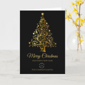 Modern Company Logo Black & Gold Christmas  カード (黄色い花)