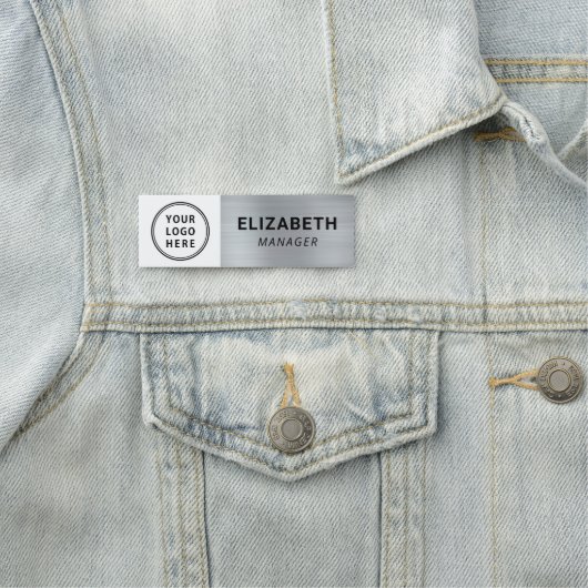 Modern Company Logo Brushed Silver 名札 (インサイチュ)