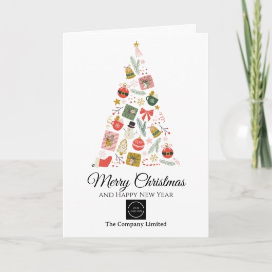 Modern Company Logo Christmas Tree カード (正面)