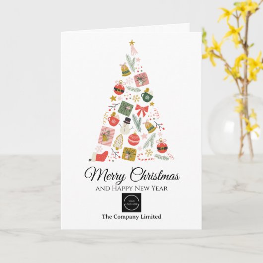 Modern Company Logo Christmas Tree カード (黄色い花)