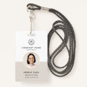 Modern Company Staff Employee ID White Sand Photo バッジ (正面ランヤード)