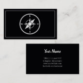 Modern Compass Gold Nautical Business Card 名刺 (正面/裏面)