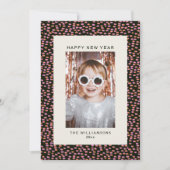 Modern Confetti Dots Festive New Year シーズンカード (正面)