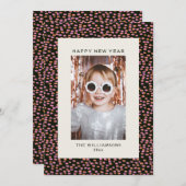 Modern Confetti Dots Festive New Year シーズンカード (正面/裏面)