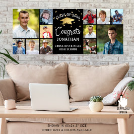 Modern Congrats Graduate 12 Photo Collage Black ポスター