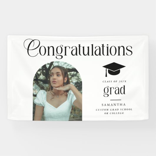 Modern Congratulations Grad Photo Graduation Arch 横断幕 (横)