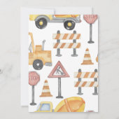 Modern Construction Birthday Invite Child Toddler 招待状 (裏面)