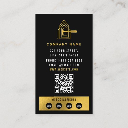 Modern Construction Black Gold Home Building Lux 名刺 (裏面)