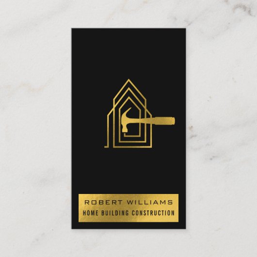 Modern Construction Black Gold Home Building Lux 名刺 (正面)