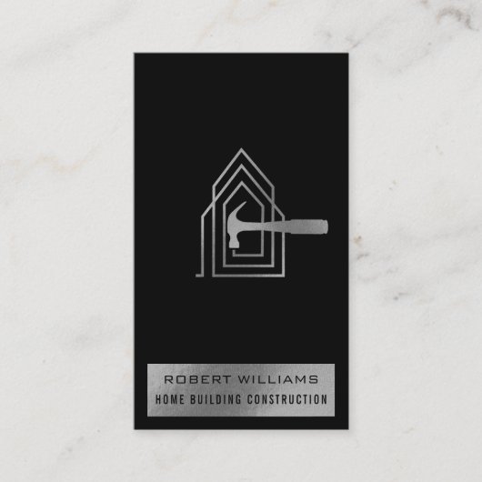 Modern Construction Black Silver Home Building Lux 名刺 (正面)