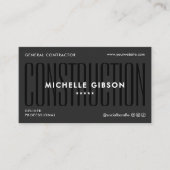 Modern Construction Contractor Engineer Black 名刺 (正面)