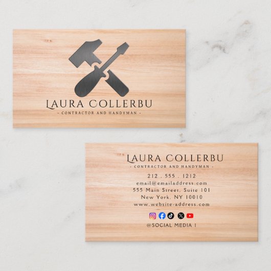 Modern Construction Handyman Carpenter 名刺 (正面/裏面)