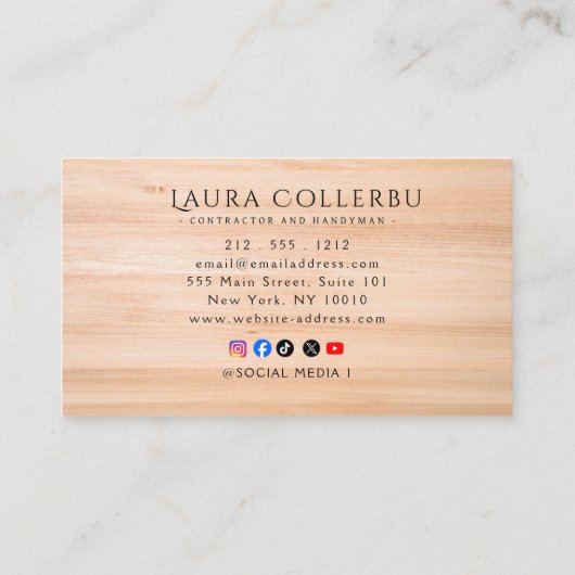 Modern Construction Handyman Carpenter 名刺 (裏面)