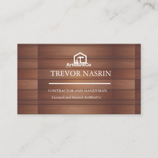 Modern Construction Handyman Carpenter Tools Wood  名刺 (正面)
