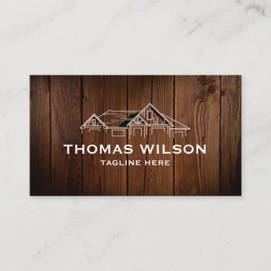 Modern Construction Handyman Carpenter Tools Wood 名刺 (正面)