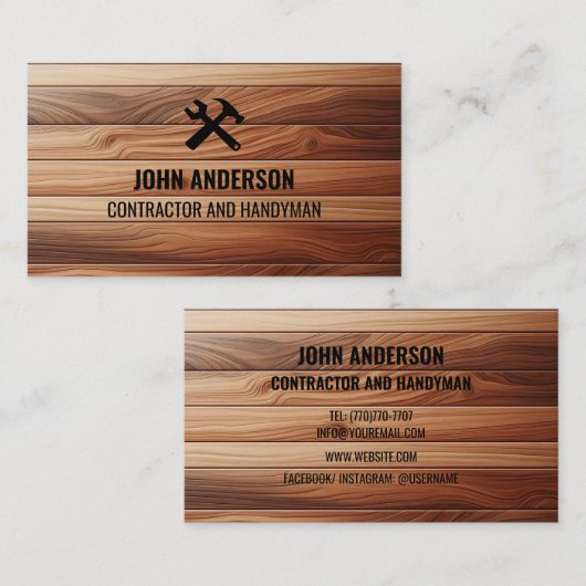 Modern Construction Handyman Contractor Renovation 名刺 (正面/裏面)