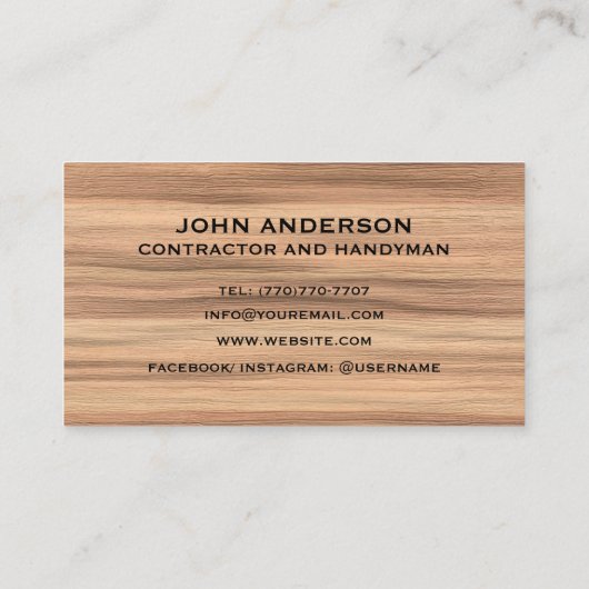 Modern Construction Handyman Contractor Renovation 名刺 (裏面)