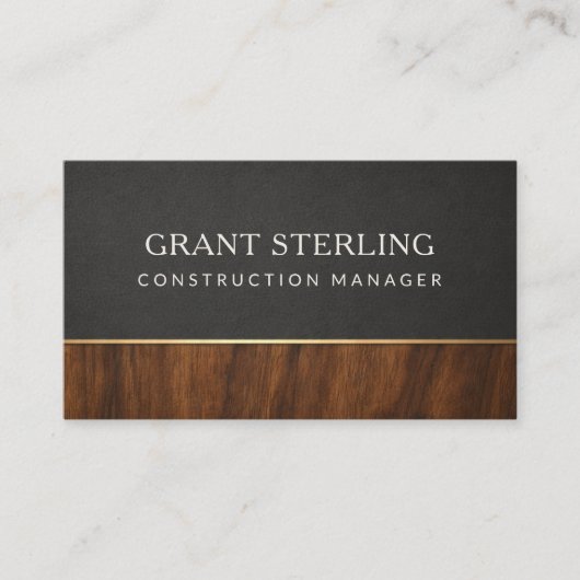 Modern Construction Manager Wood Professional 名刺 (正面)