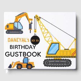 Modern Construction Simple Kid's Birthday ゲストブック