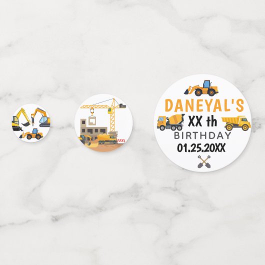 Modern Construction Simple Kid's Birthday コンフェッティ (正面)