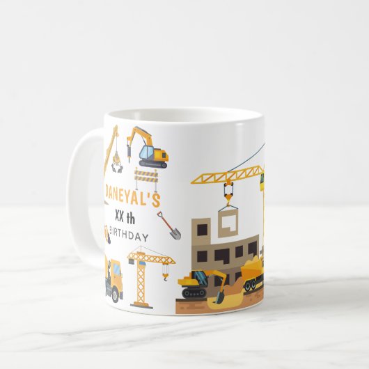 Modern Construction Simple Kid's Birthday コーヒーマグカップ (正面左)