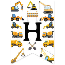 Modern Construction Simple Kid's Birthday バンティングフラッグ