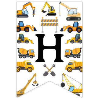 Modern Construction Simple Kid's Birthday バンティングフラッグ