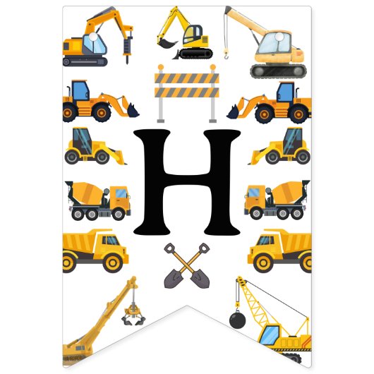 Modern Construction Simple Kid's Birthday バンティングフラッグ (第1の旗)